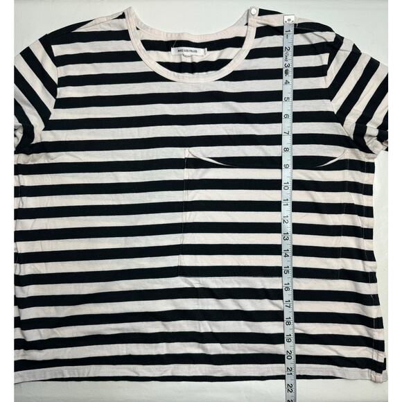 Avec Les Filles Blocked-Cuff T-Shirt in Black/Natural Canvas Size S - Picture 10 of 10